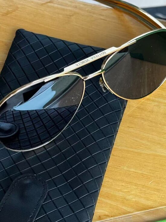Bottega Veneta Gold Classic Aviator Sunglasses main image 7
